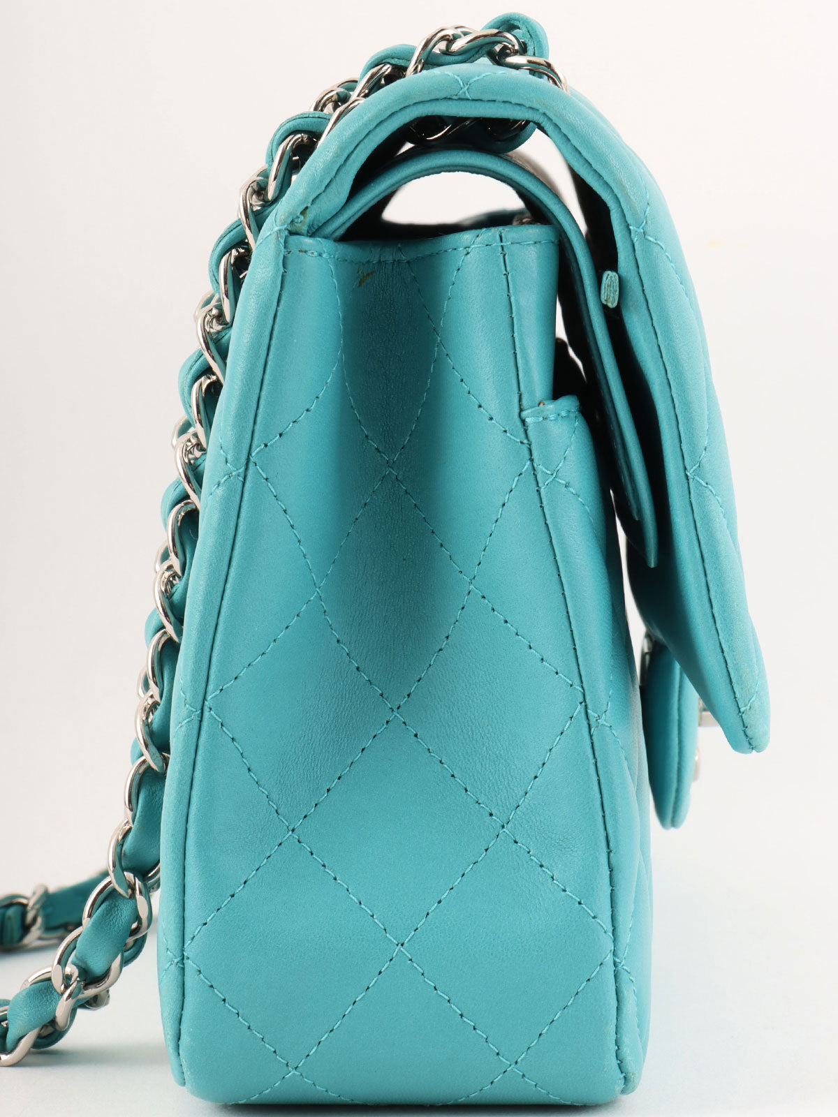 2014 Classic Flap Chain Bag, 25cm, Turquoise Blue