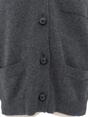 Cashmere logo button cardigan in grey