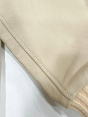 Leather logo button jacket in ivory