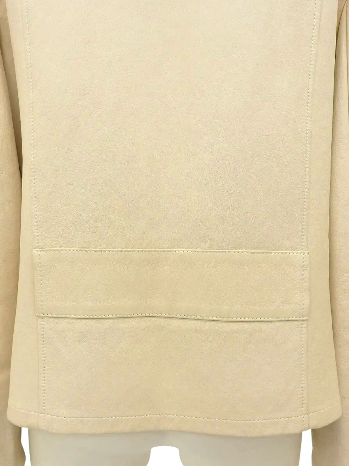 Leather logo button jacket in ivory