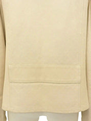 Leather logo button jacket in ivory