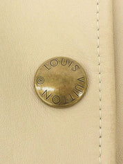 Leather logo button jacket in ivory