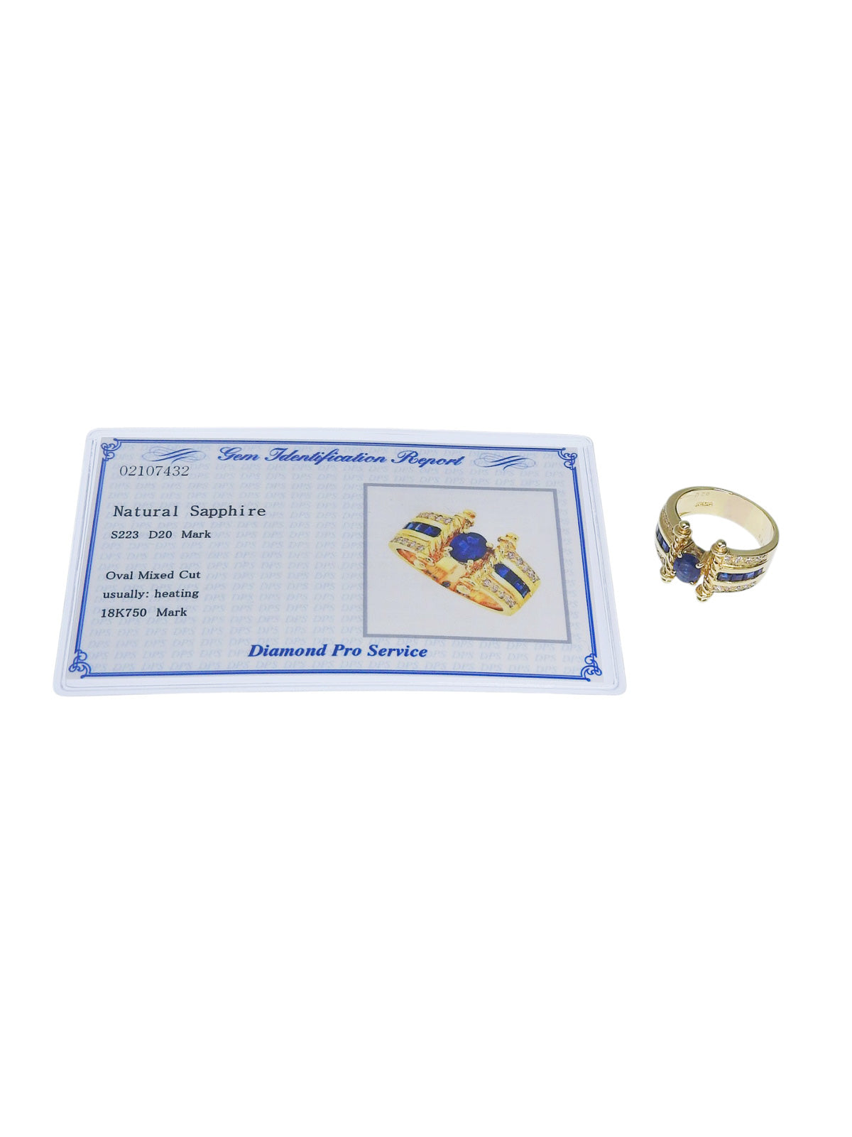 18K Sapphire and Diamond Design Ring in Gold/Blue