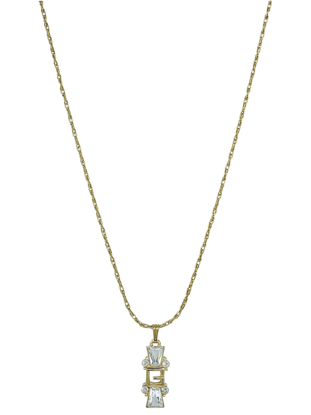 ラインストーンロゴプレートネックレス ゴールド