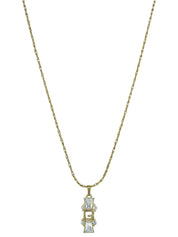 ラインストーンロゴプレートネックレス ゴールド