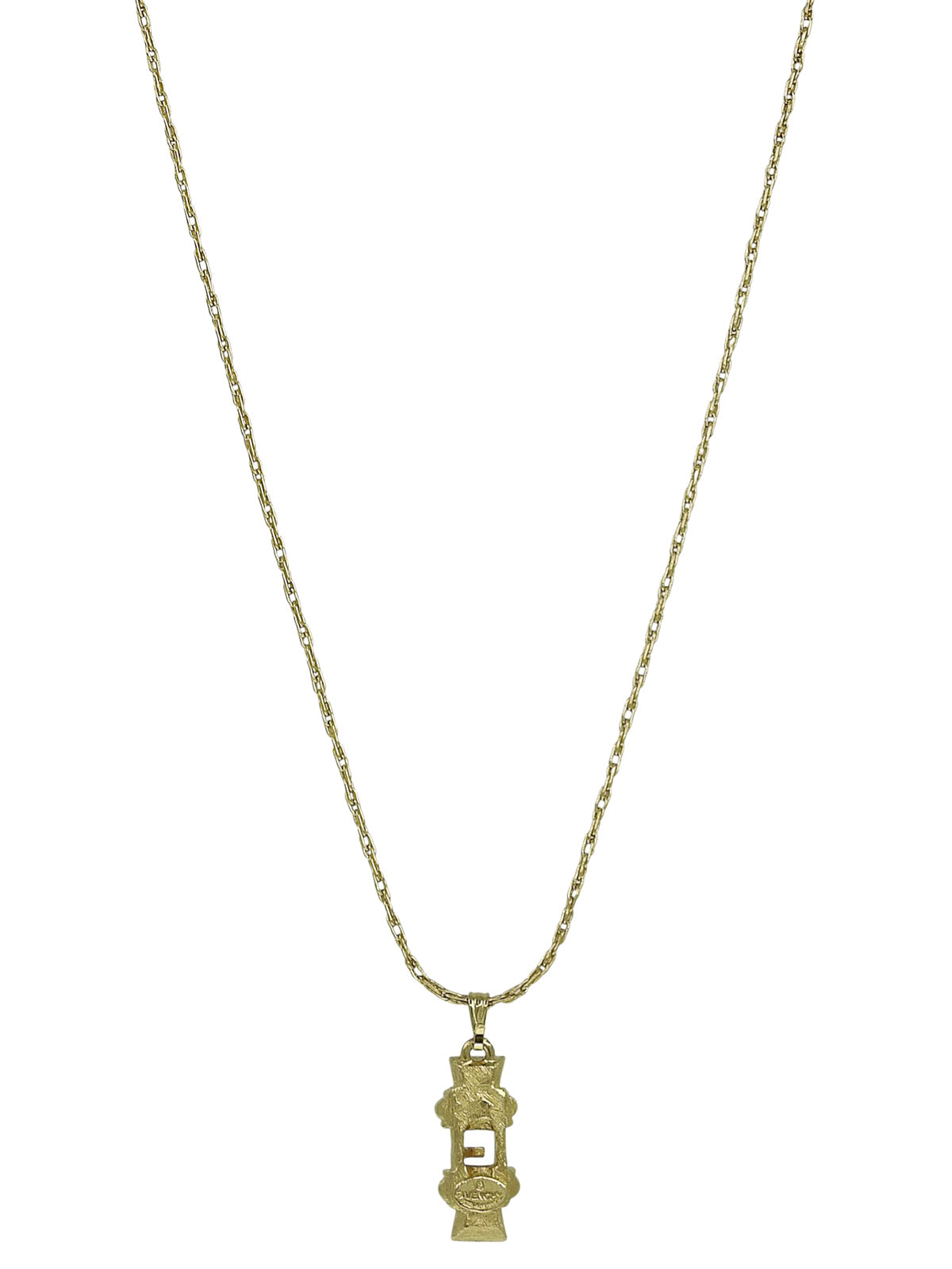 ラインストーンロゴプレートネックレス ゴールド