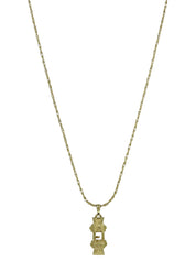 ラインストーンロゴプレートネックレス ゴールド