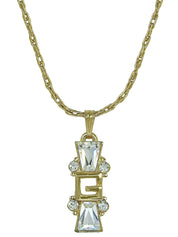 ラインストーンロゴプレートネックレス ゴールド