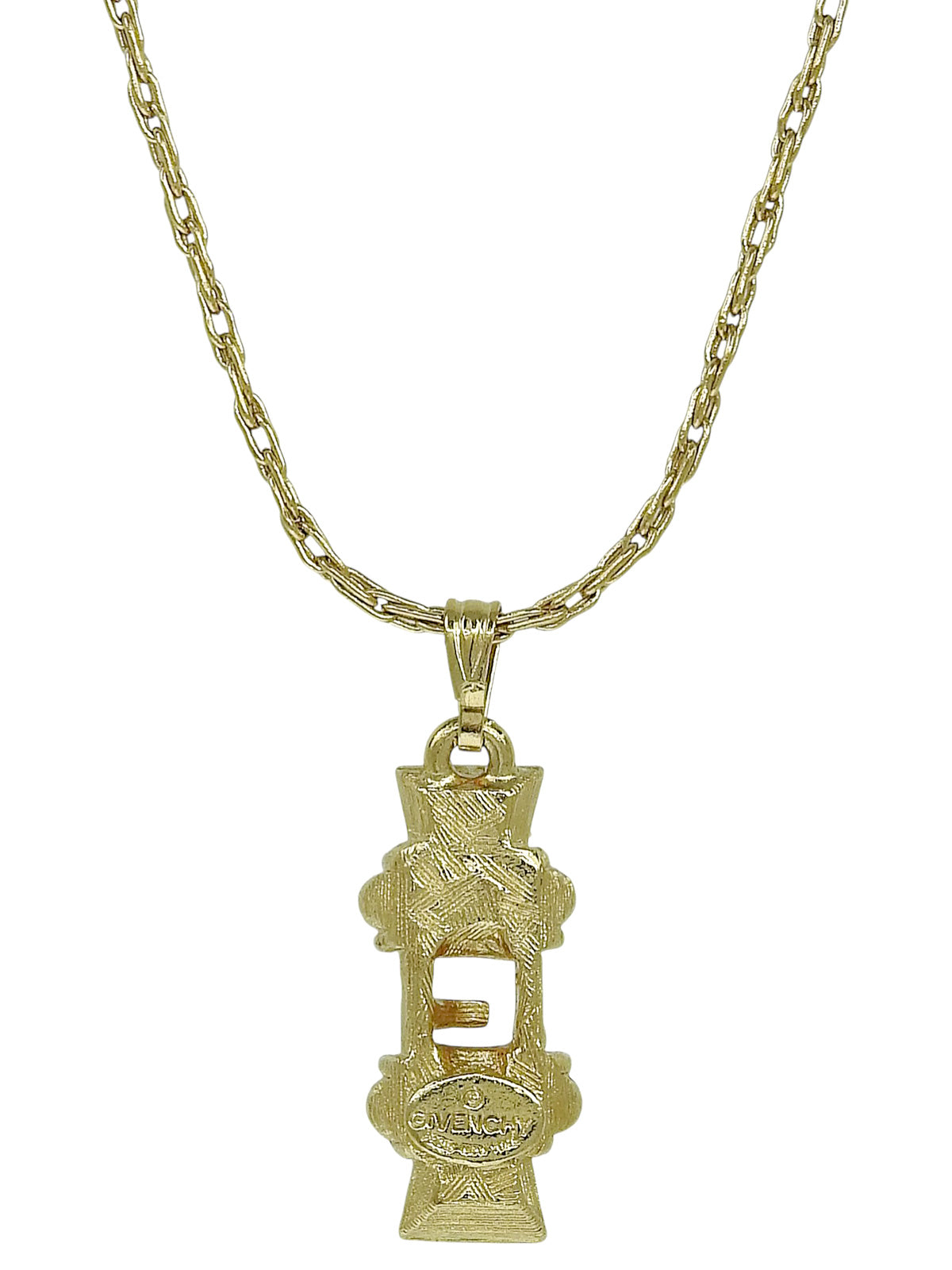 ラインストーンロゴプレートネックレス ゴールド