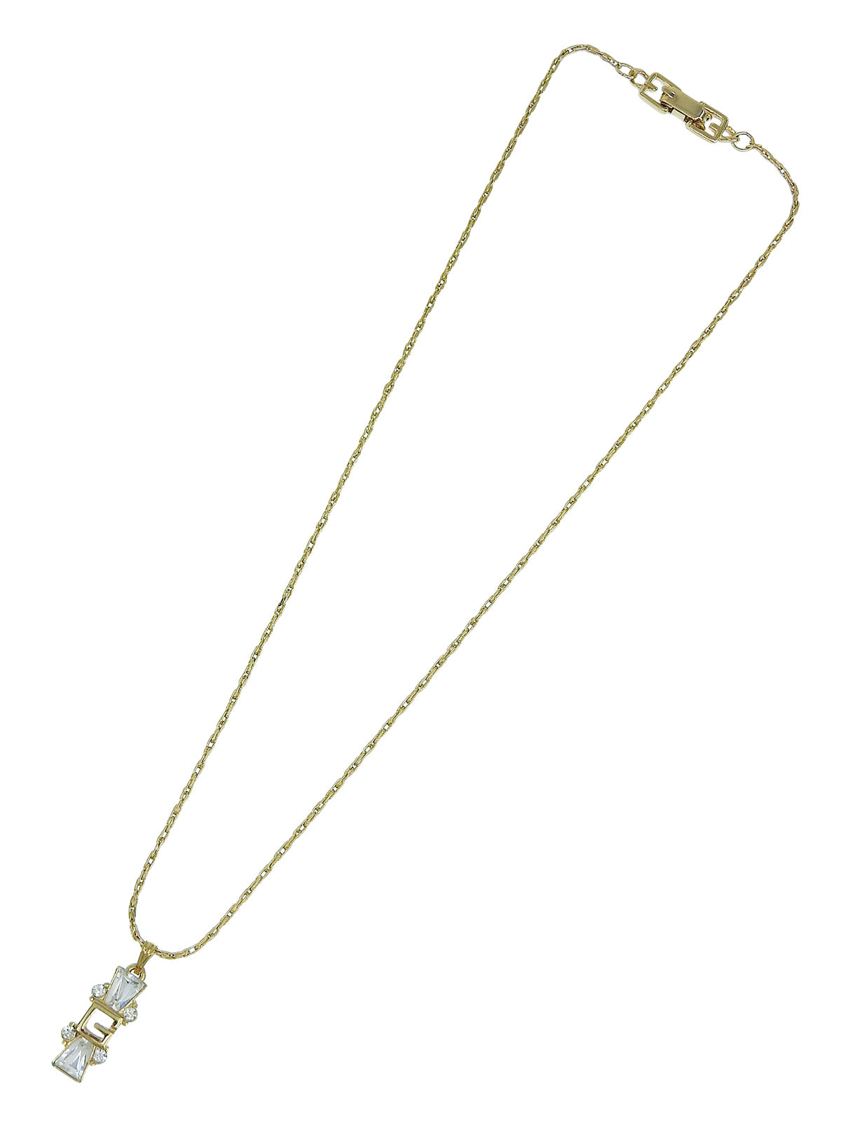 ラインストーンロゴプレートネックレス ゴールド