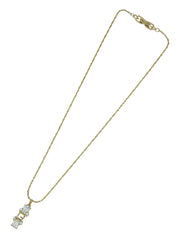 ラインストーンロゴプレートネックレス ゴールド