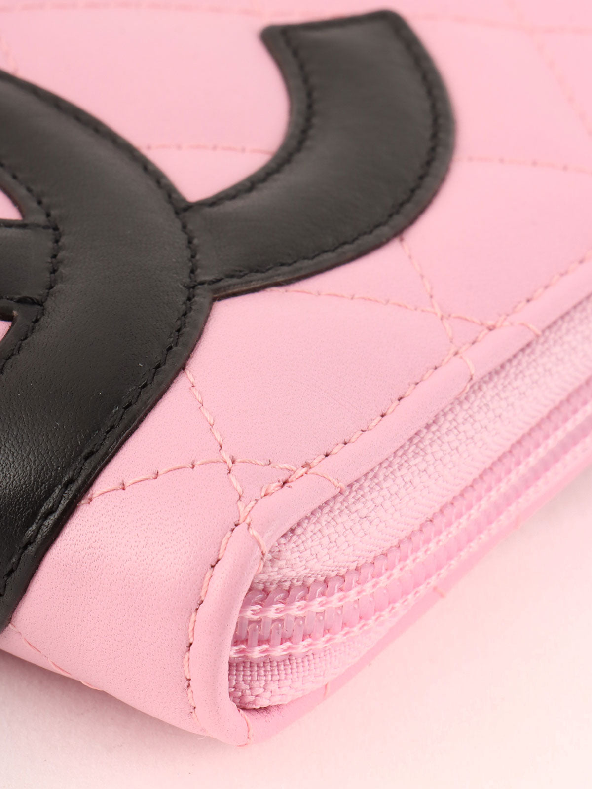 2004 Cambon logo zip long wallet in pink/black