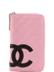 2004 Cambon logo zip long wallet in pink/black