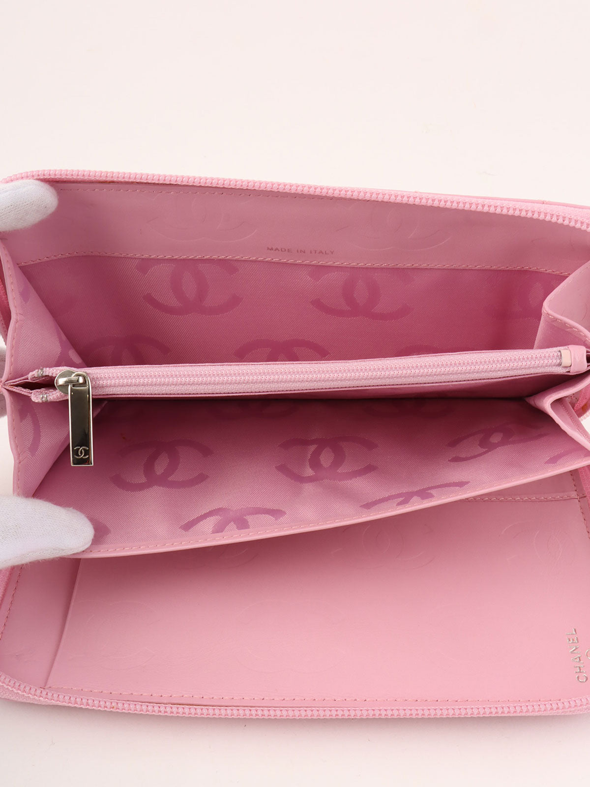 2004 Cambon logo zip long wallet in pink/black