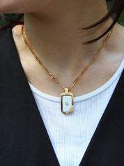 Logo Plate Necklace Gold