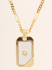 Logo Plate Necklace Gold