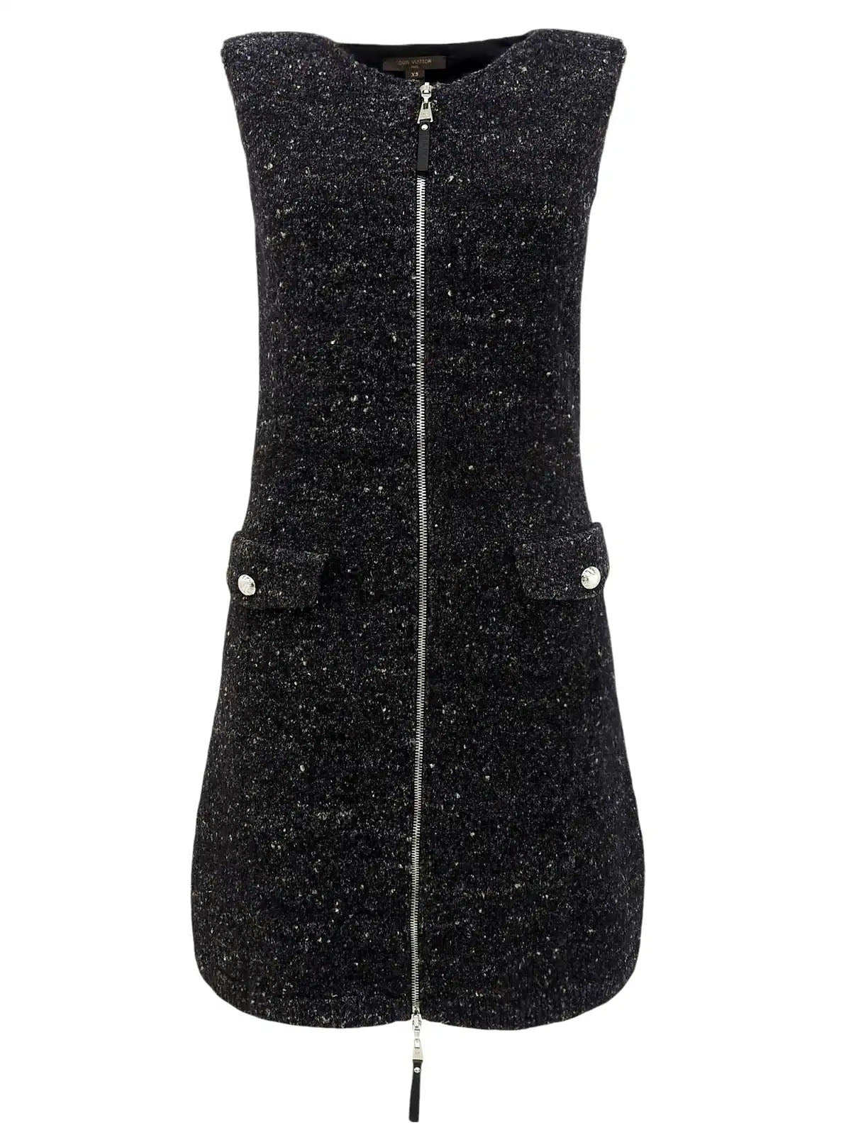 Tweed sleeveless dress in black/multi