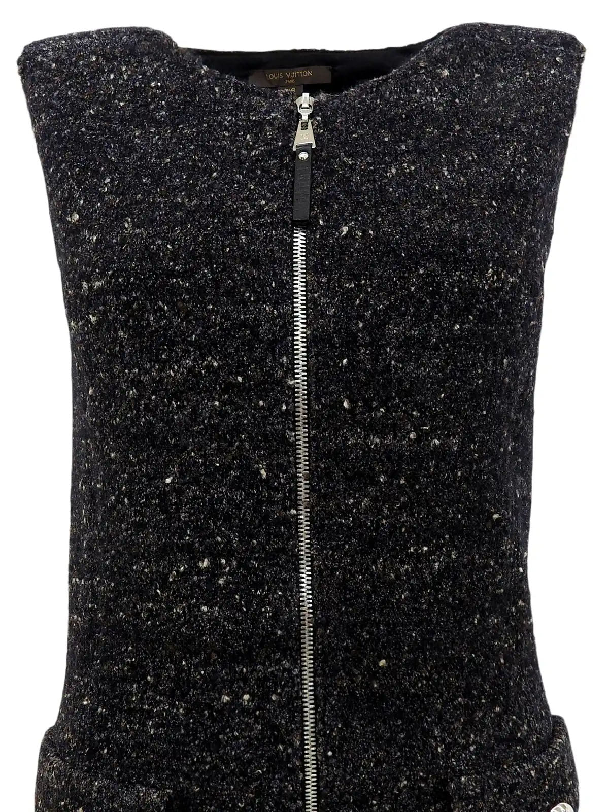 Tweed sleeveless dress in black/multi
