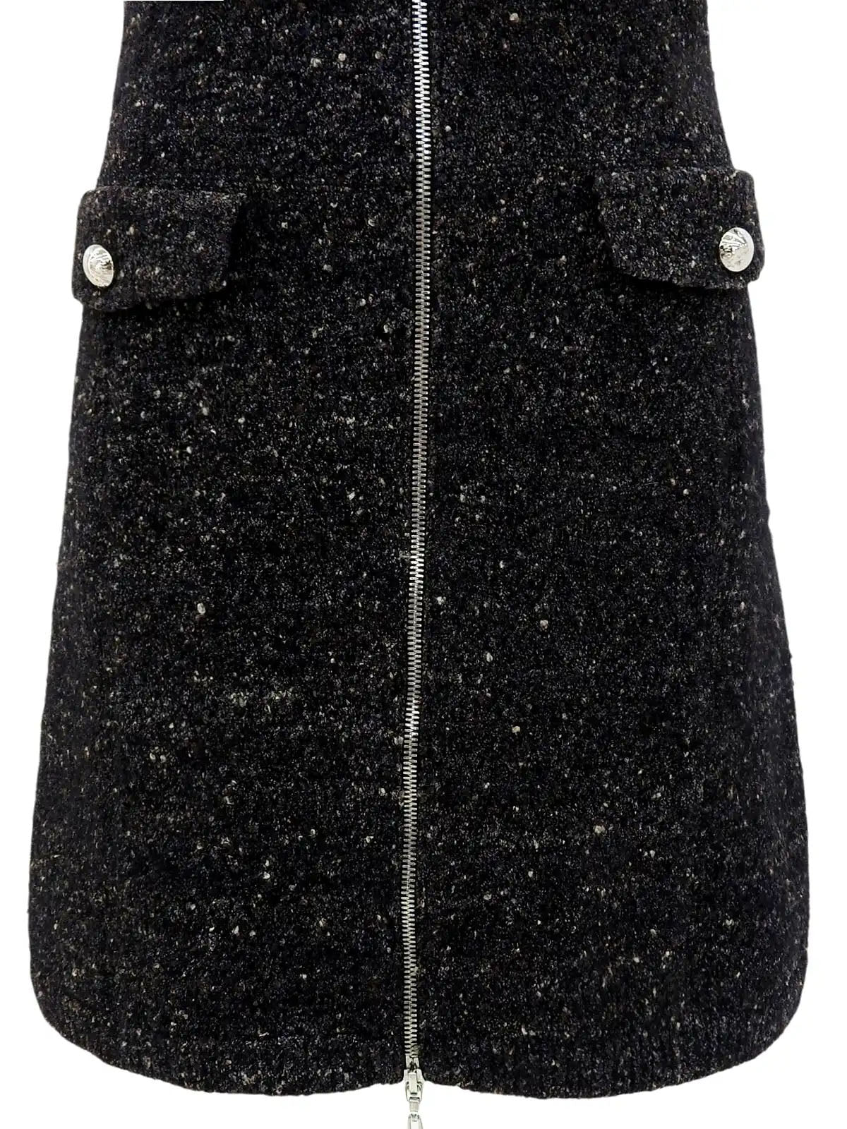 Tweed sleeveless dress in black/multi