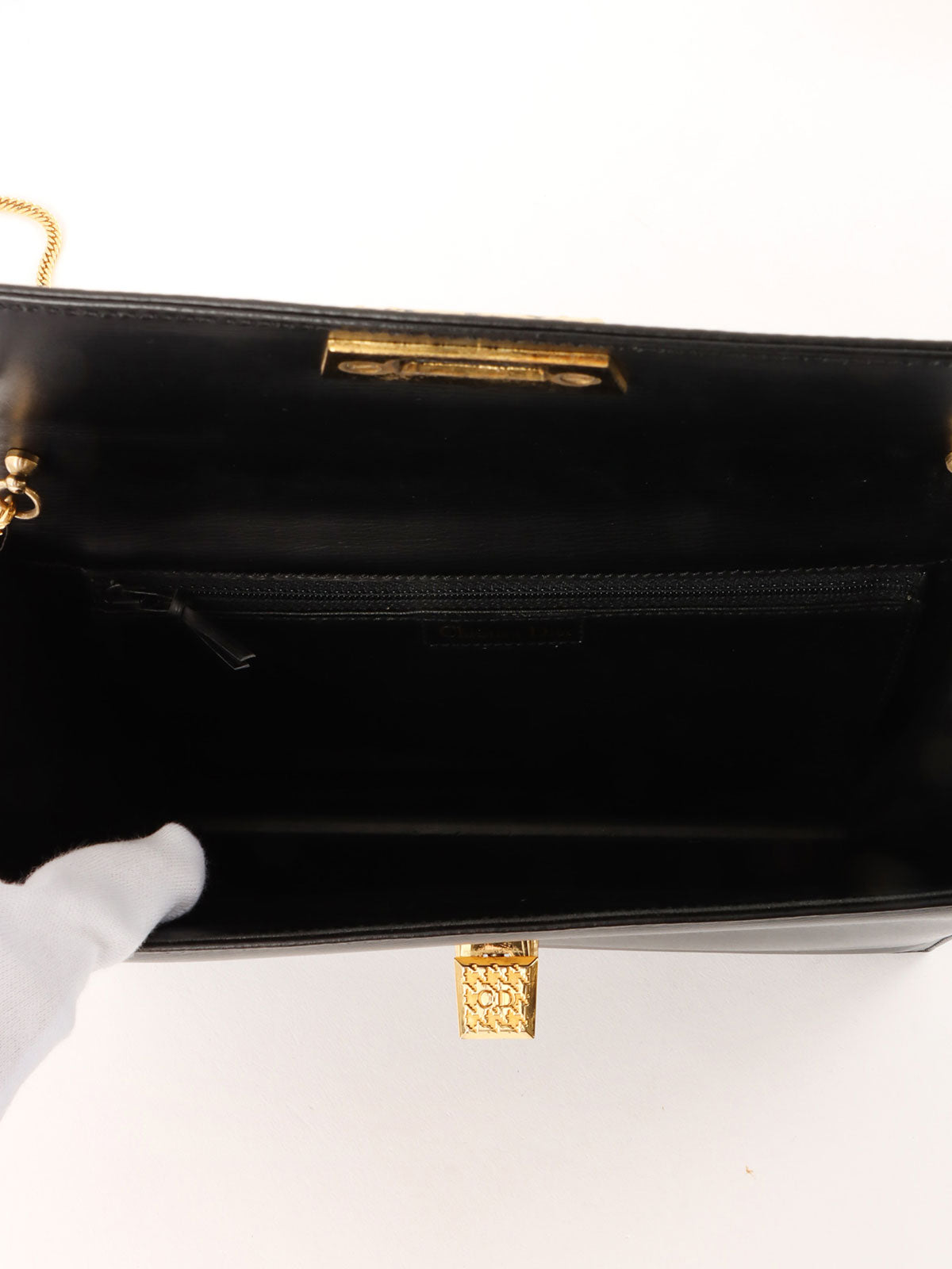 徽标牌链条单肩包 黑色