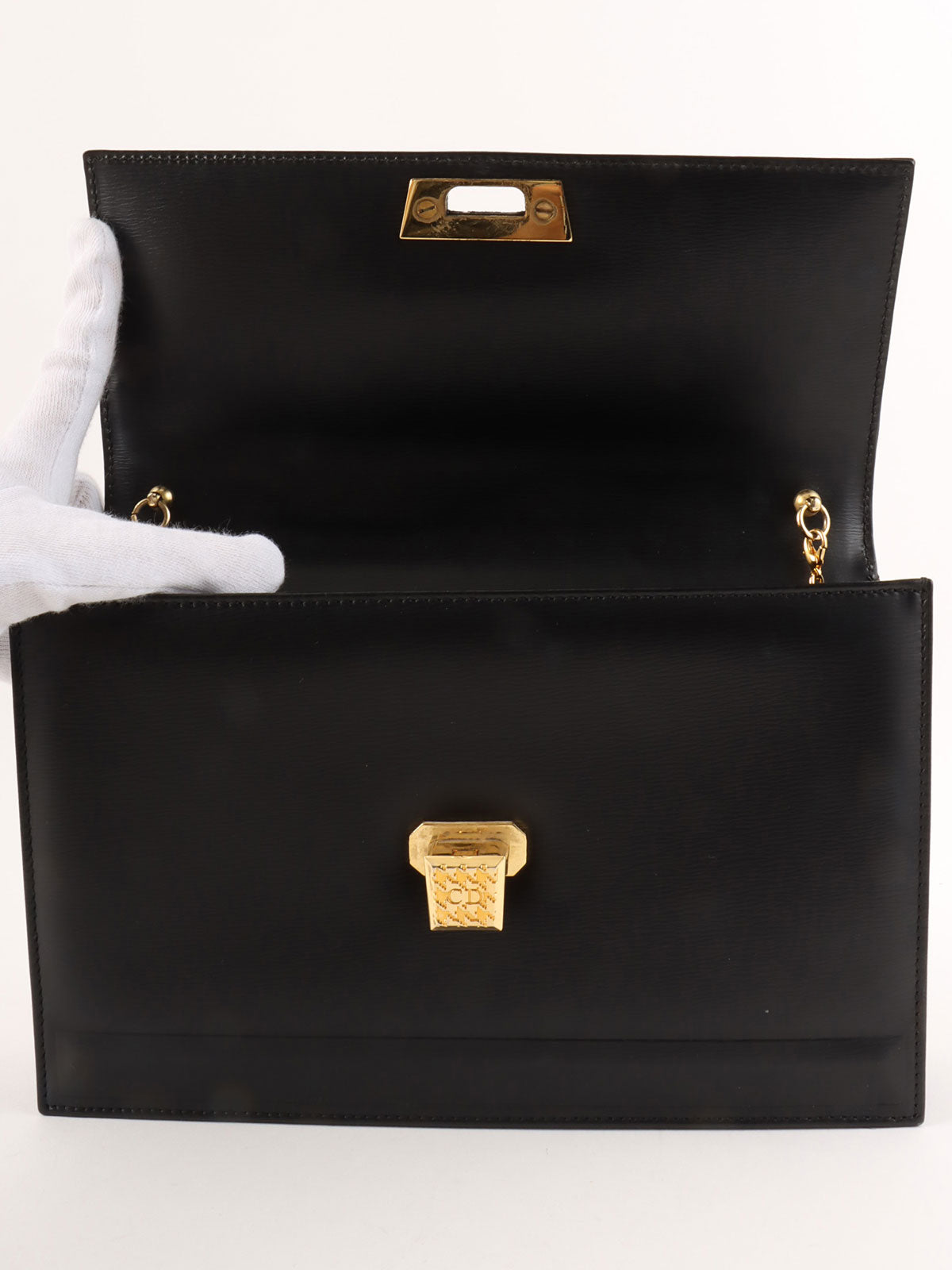 徽标牌链条单肩包 黑色