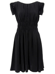 Silk sleeveless dress in black