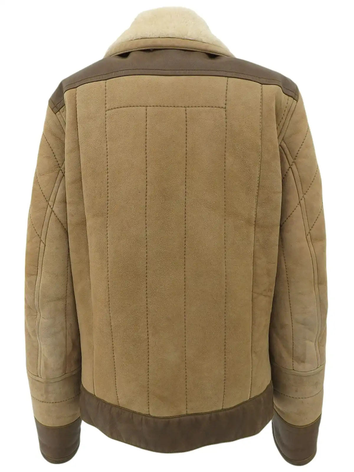 Logo Plate Mouton Jacket in Beige