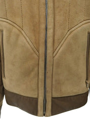 Logo Plate Mouton Jacket in Beige