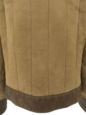 Logo Plate Mouton Jacket in Beige