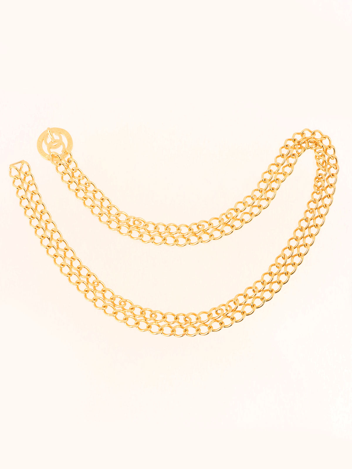 Round CC Mark Plate Chain Belt Gold