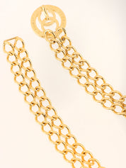 Round CC Mark Plate Chain Belt Gold