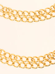 Round CC Mark Plate Chain Belt Gold