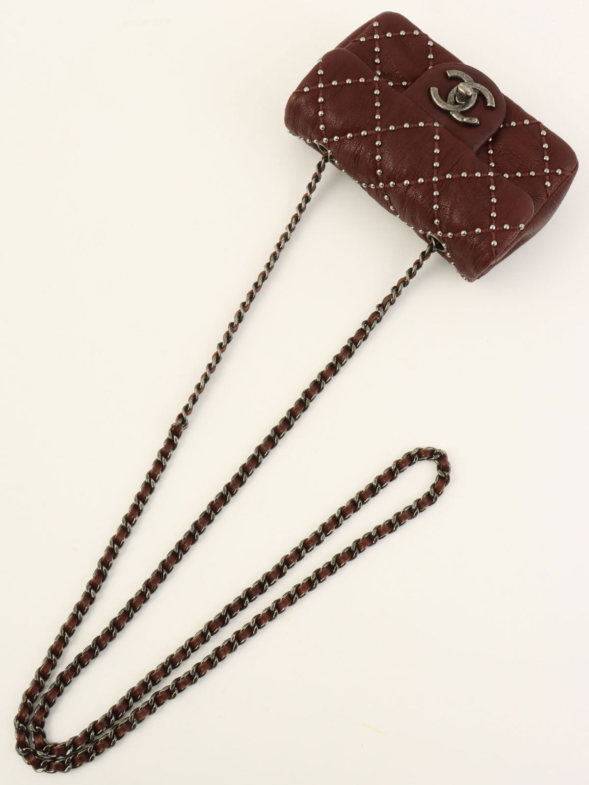 2014 Made Studs CC Turn Lock Chain Bag Mini Bordeaux