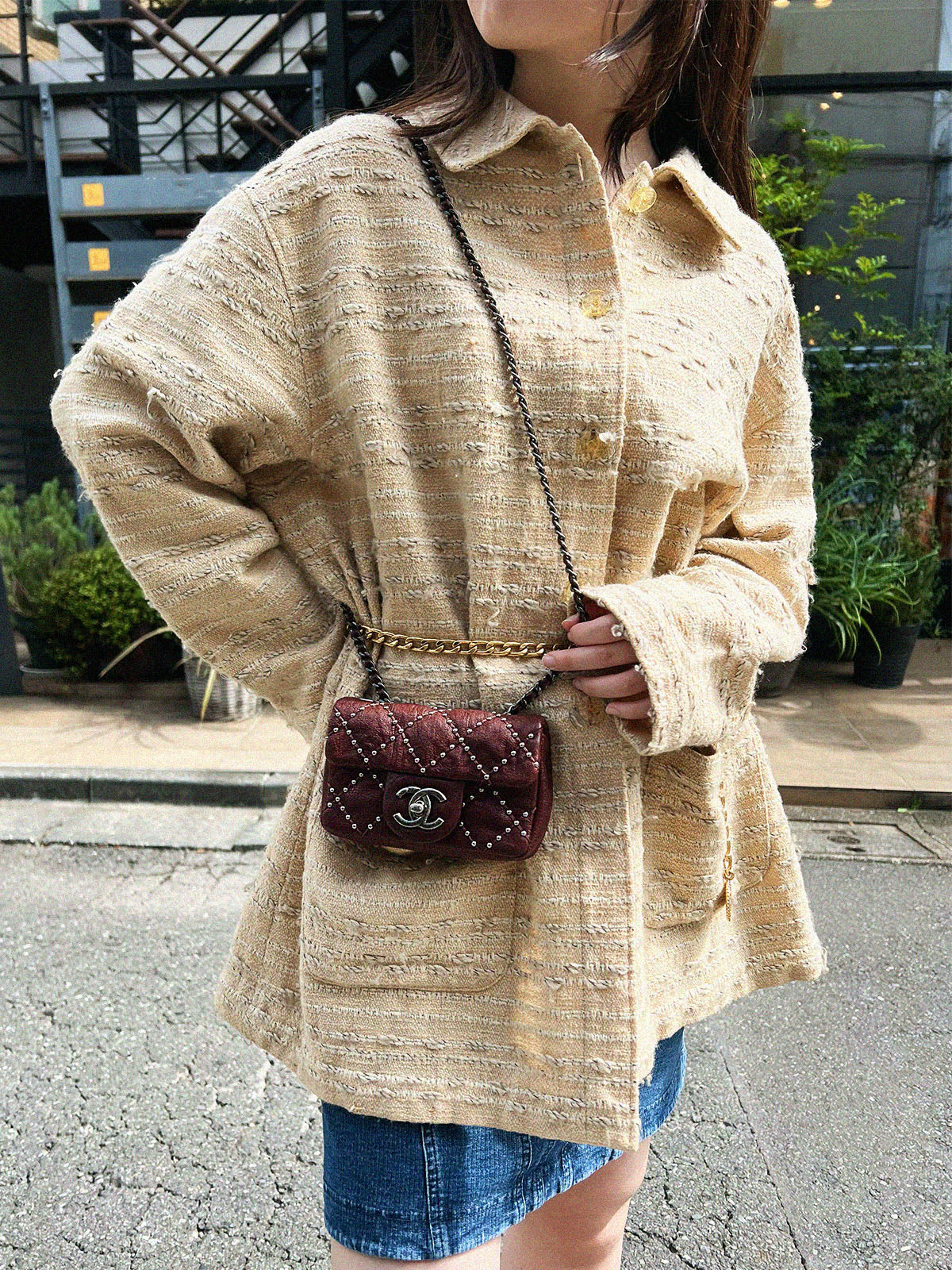 2014 Made Studs CC Turn Lock Chain Bag Mini Bordeaux