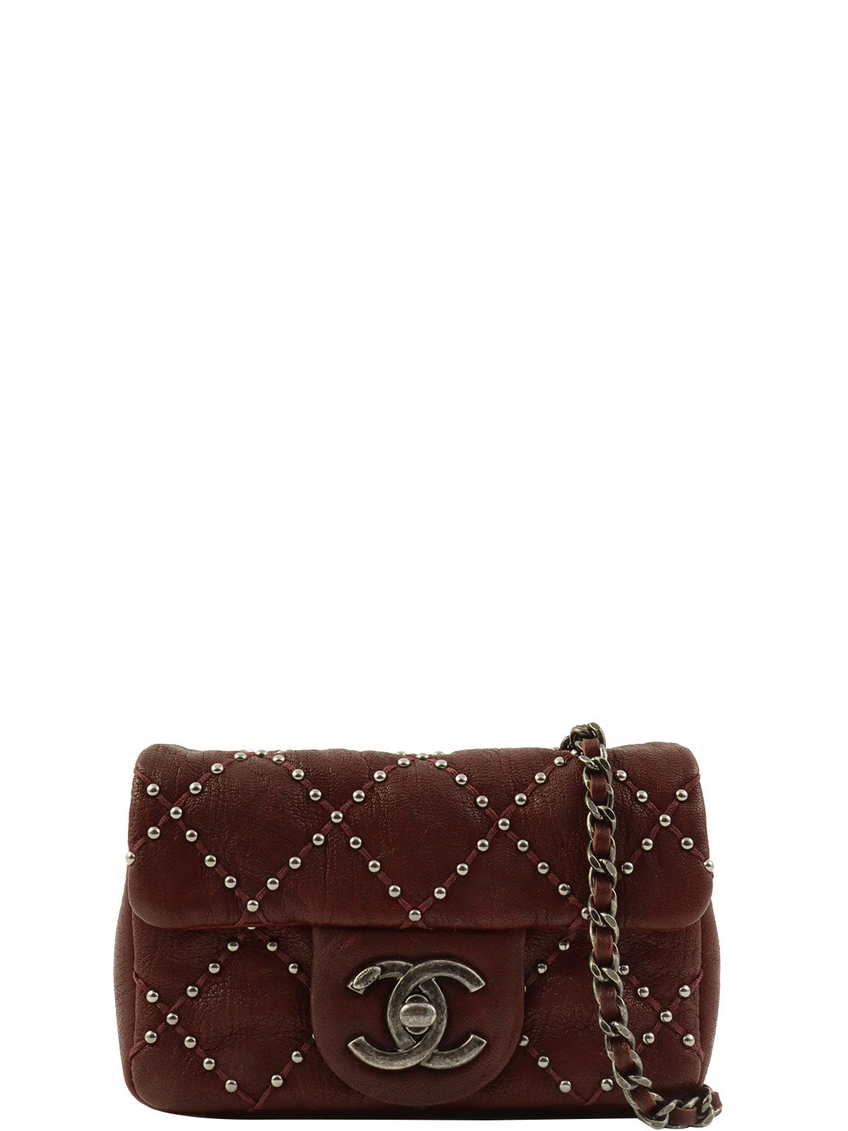 2014 Made Studs CC Turn Lock Chain Bag Mini Bordeaux