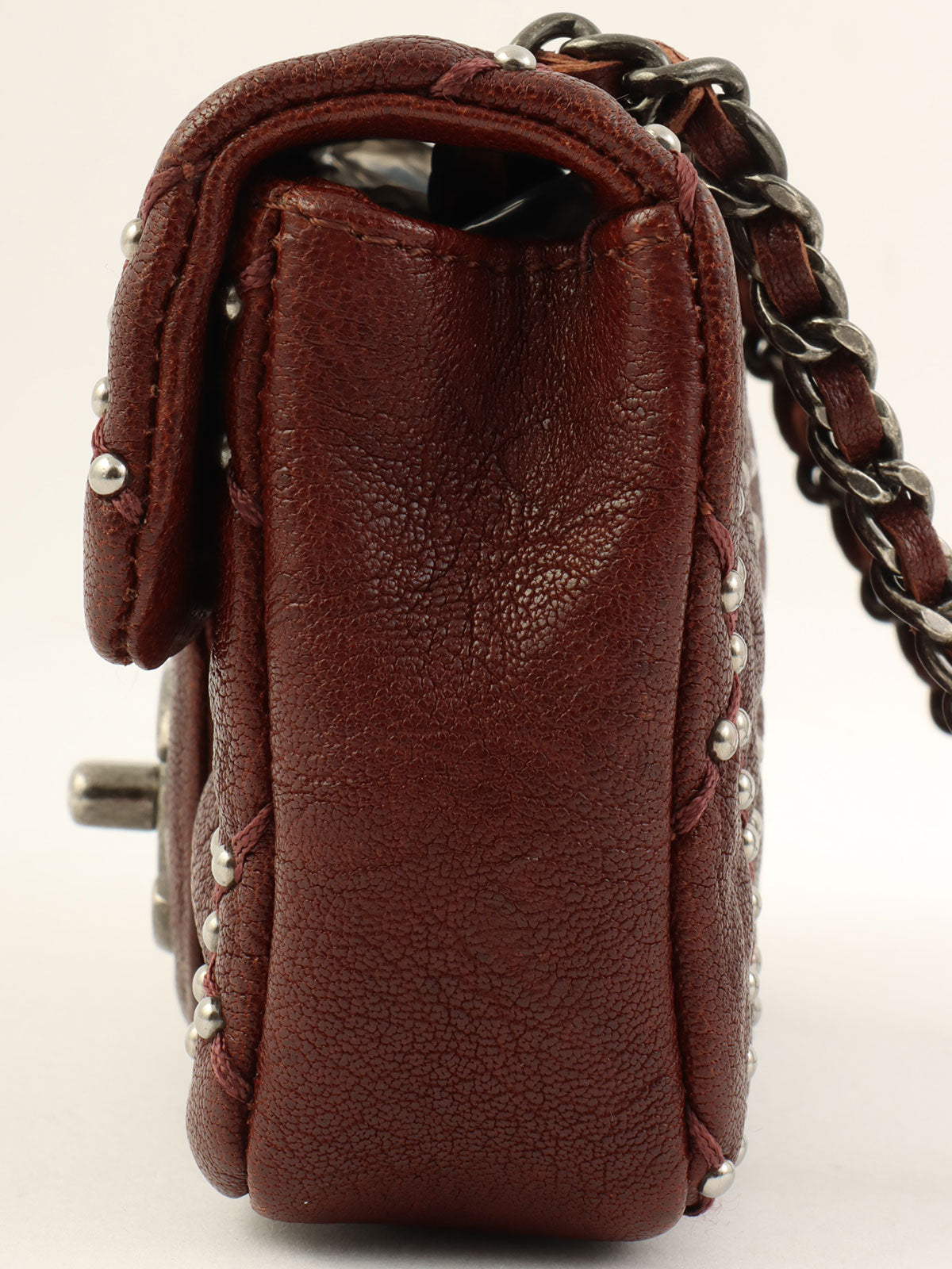 2014 Made Studs CC Turn Lock Chain Bag Mini Bordeaux