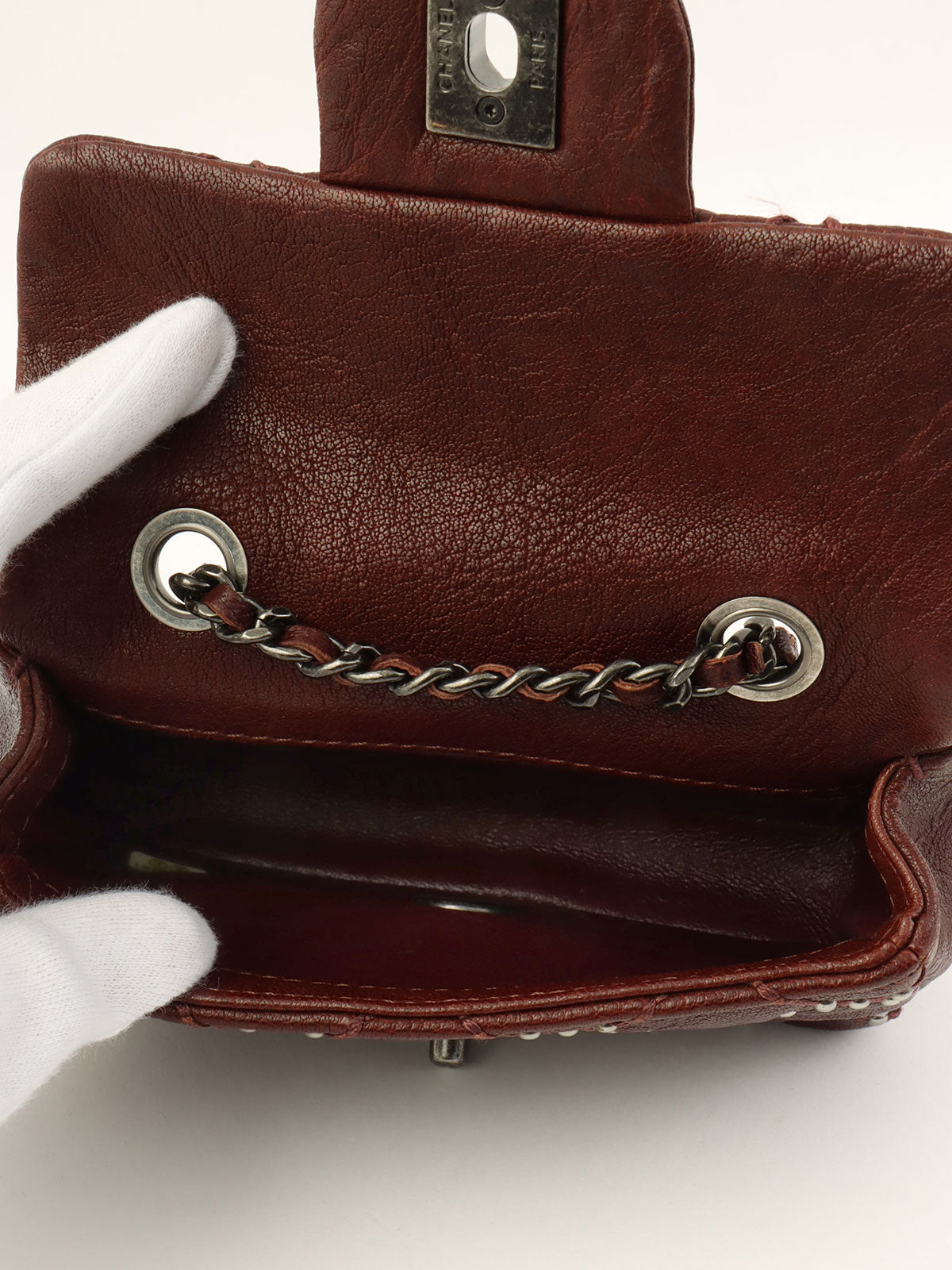 2014 Made Studs CC Turn Lock Chain Bag Mini Bordeaux