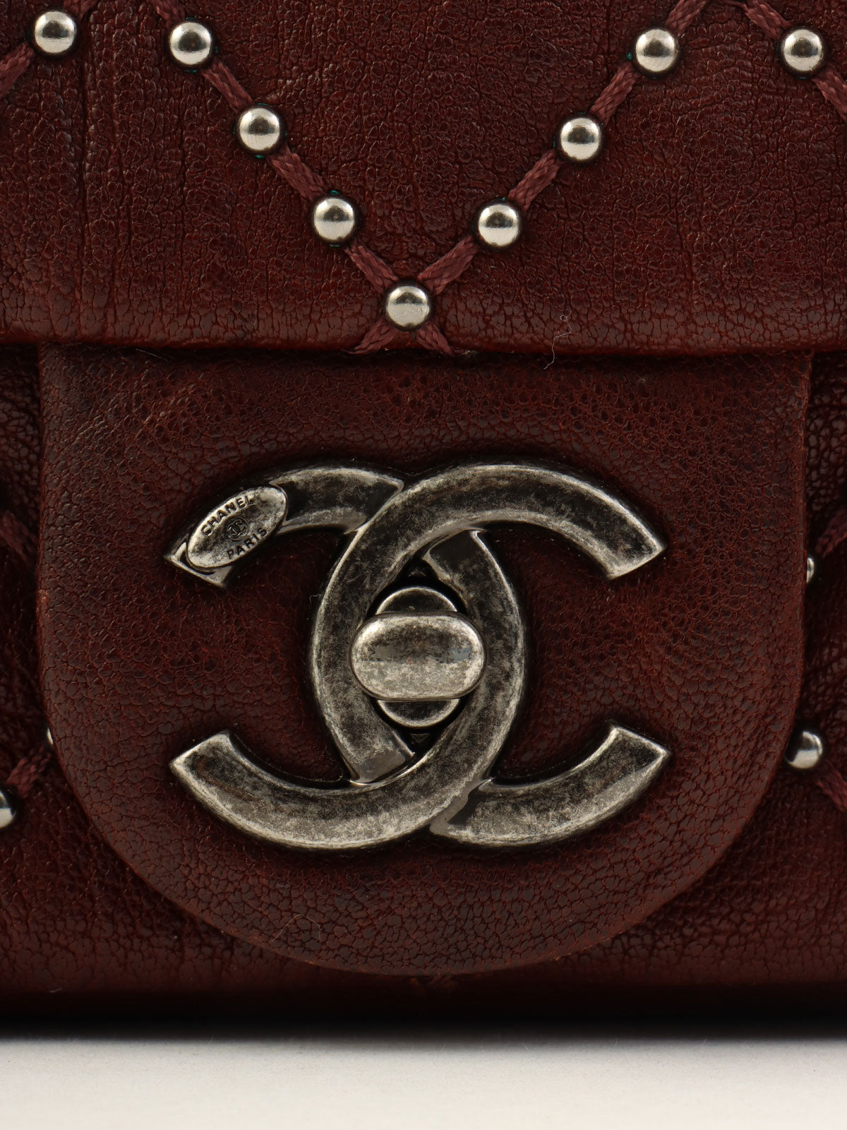 2014 Made Studs CC Turn Lock Chain Bag Mini Bordeaux
