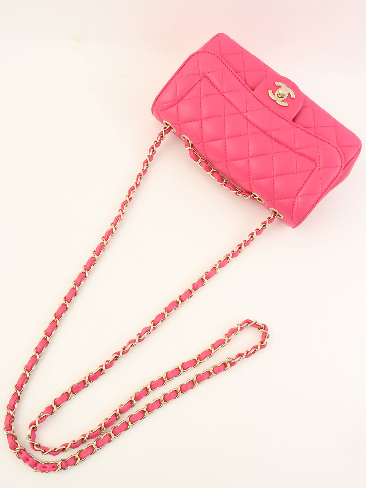 2015 Matelasse Stitch CC 旋锁单肩包 粉色