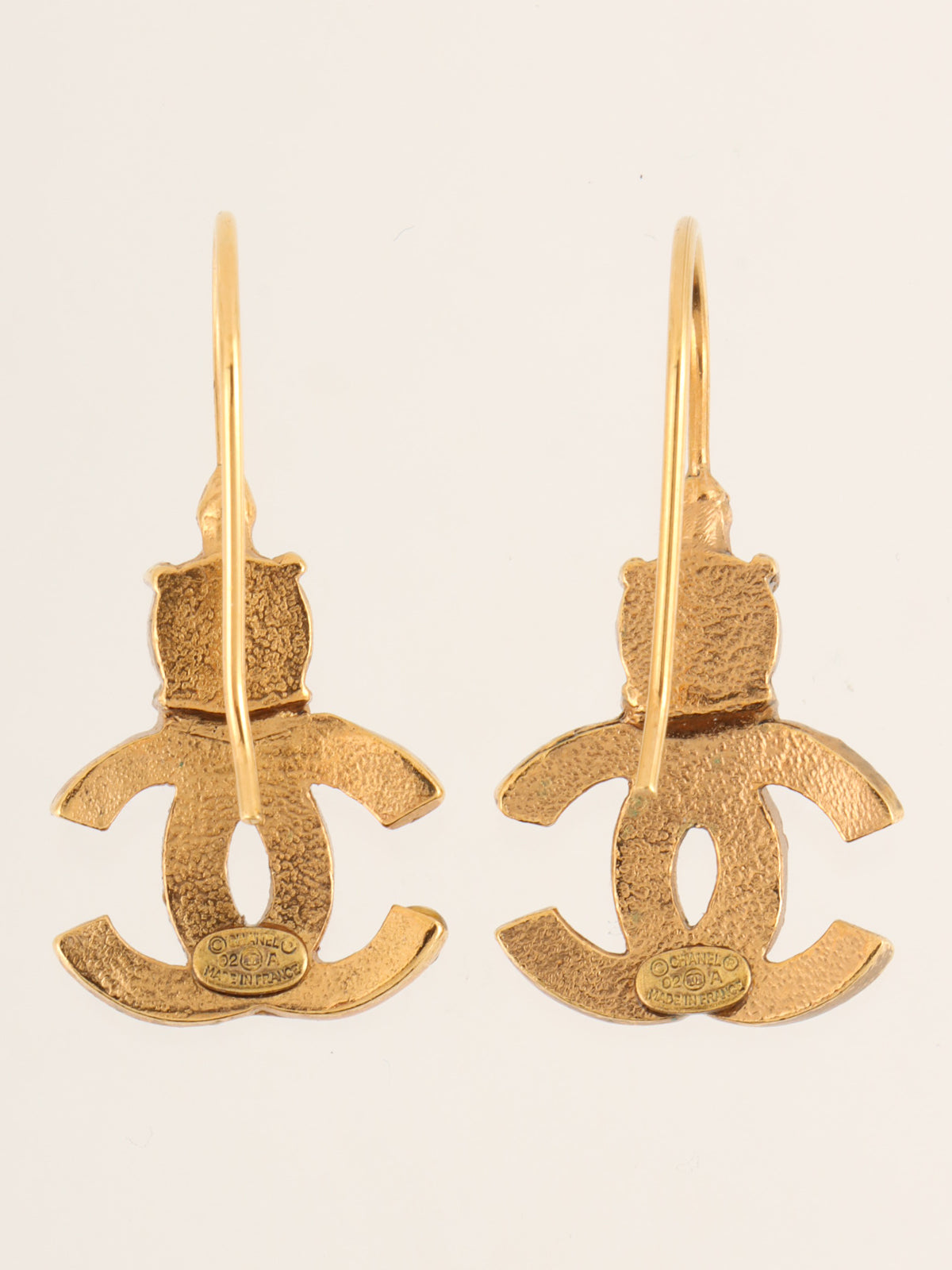 2002 Rhinestone CC Mark Earrings, Gold