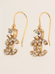 2002 Rhinestone CC Mark Earrings, Gold