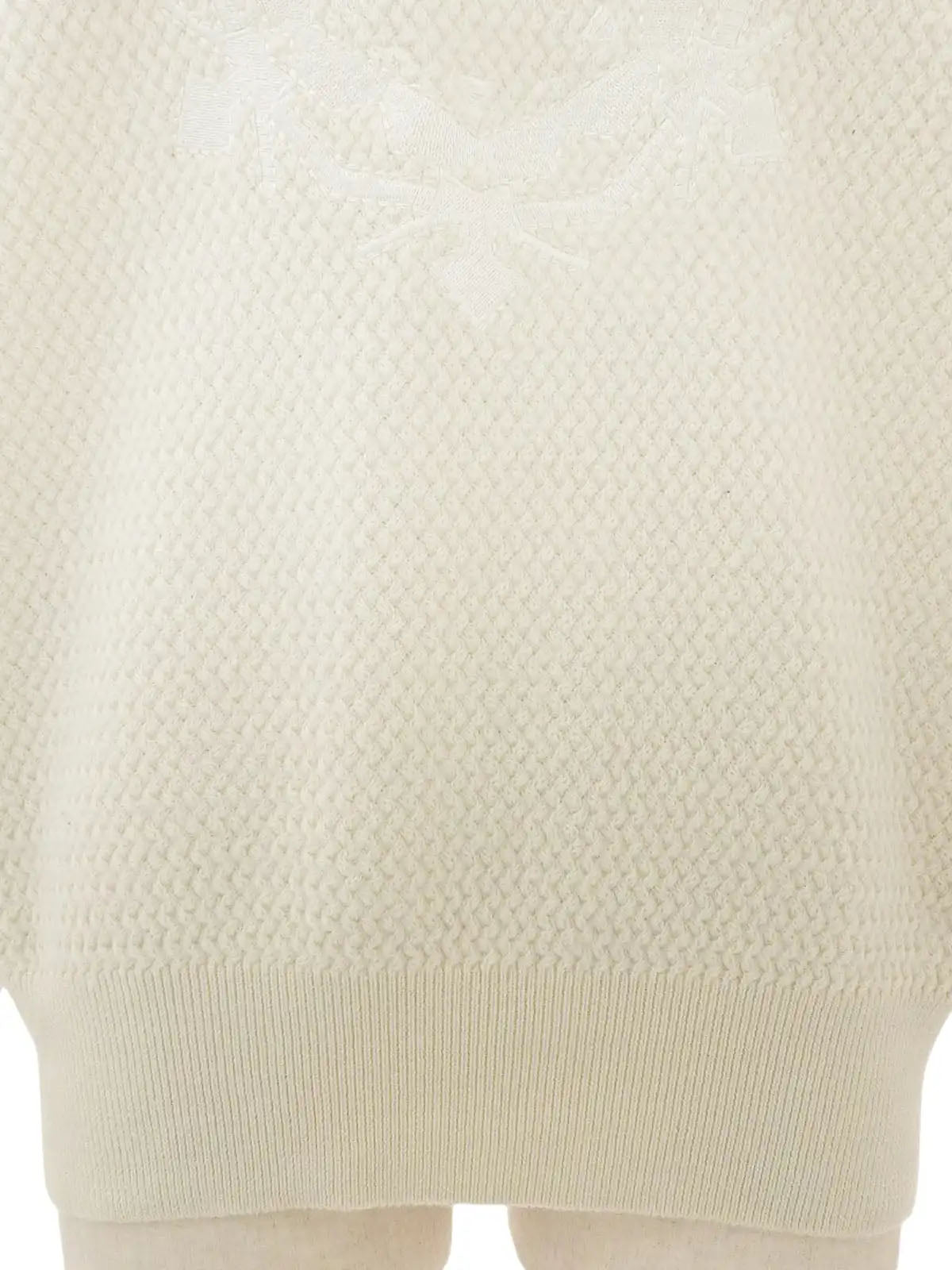 Logo Embroidered Long Sleeve Knit Sweater in Ivory