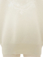 Logo Embroidered Long Sleeve Knit Sweater in Ivory