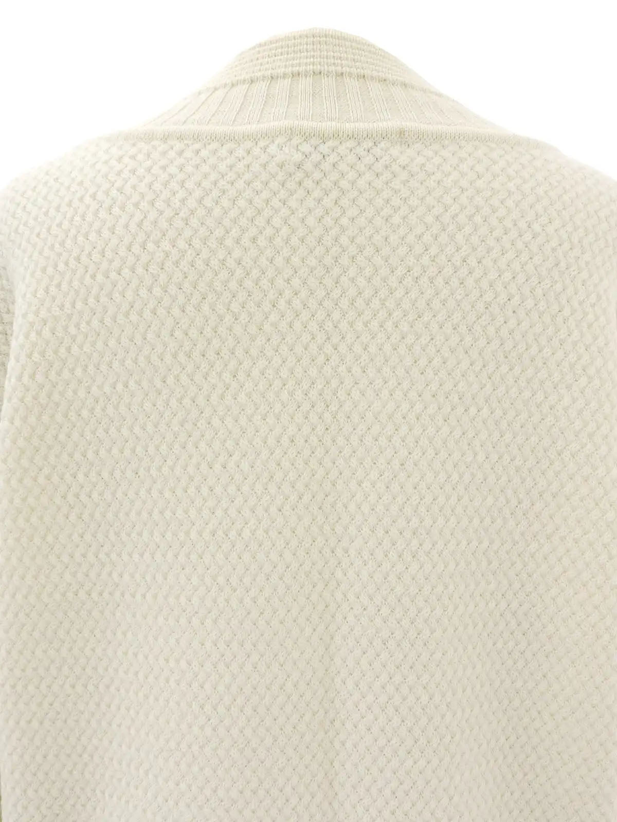 Logo Embroidered Long Sleeve Knit Sweater in Ivory