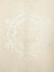 Logo Embroidered Long Sleeve Knit Sweater in Ivory