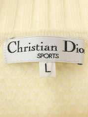 Logo Embroidered Long Sleeve Knit Sweater in Ivory