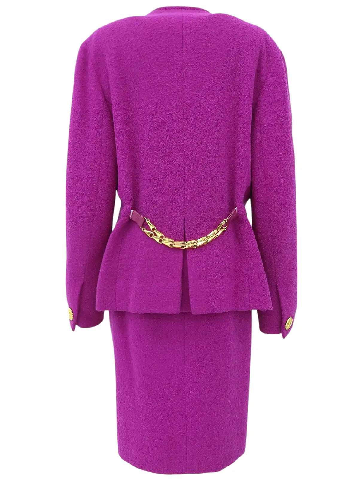 Wool Macadam Button Set-Up in Dahlia Purple