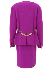 Wool Macadam Button Set-Up in Dahlia Purple