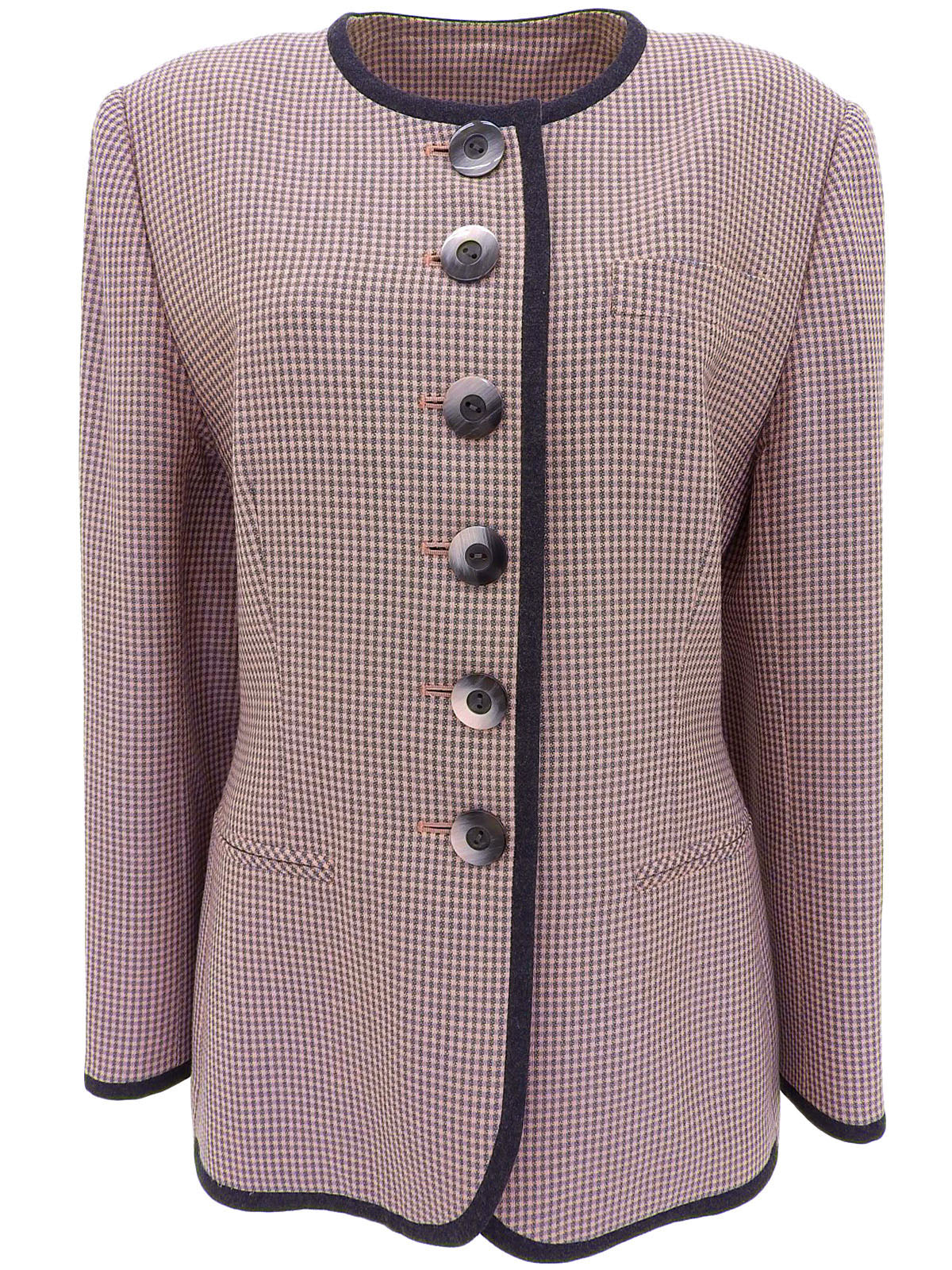 【タグ付未使用】トゥービーシック　ジャケット　ノーカラー　襟取り外し　2way ノーカラートリムジャケット ダスティピンク/グレー| VINTAGE