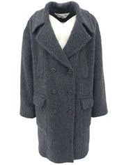 Grey wool logo button long coat